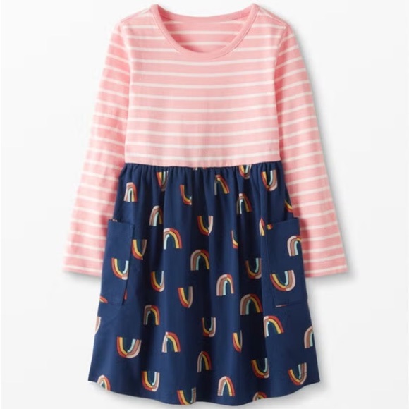 Hanna Andersson Other - Hanna Andersson Mixie Long Sleeve striped rainbow pink cotton play dress 120/6
